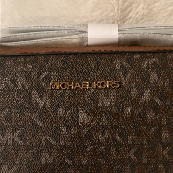 Michael Kors Jet Set East West Crossbody Bag Brown/Gold Large NWT - Picture 4 of 7